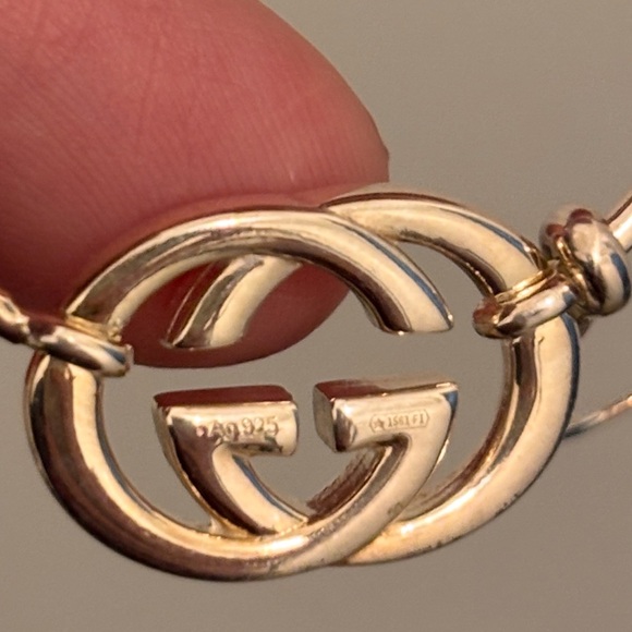 Gucci 925 stamped Silver GG Logo Hoop Earrings - Picture 11 of 13